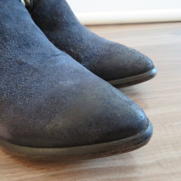 A.S. 98 Blue Floral Velvet Studded Bohemian Leather Ankle Booties Boots - Picture 4 of 15